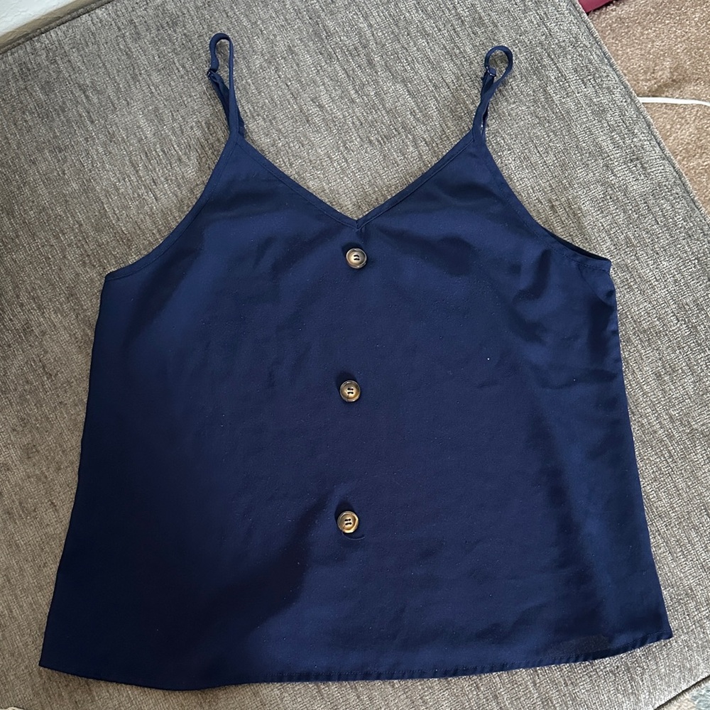 SHEIN Dark Blue Camisole with Button Accents Size XL
